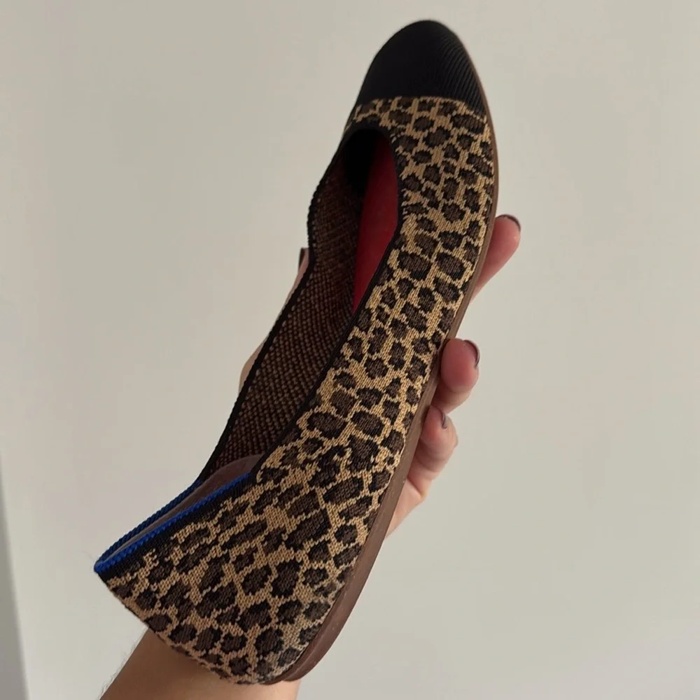 Rothy's The Square Little cat‎ Flat Shoe Leopard Print Flats size 9